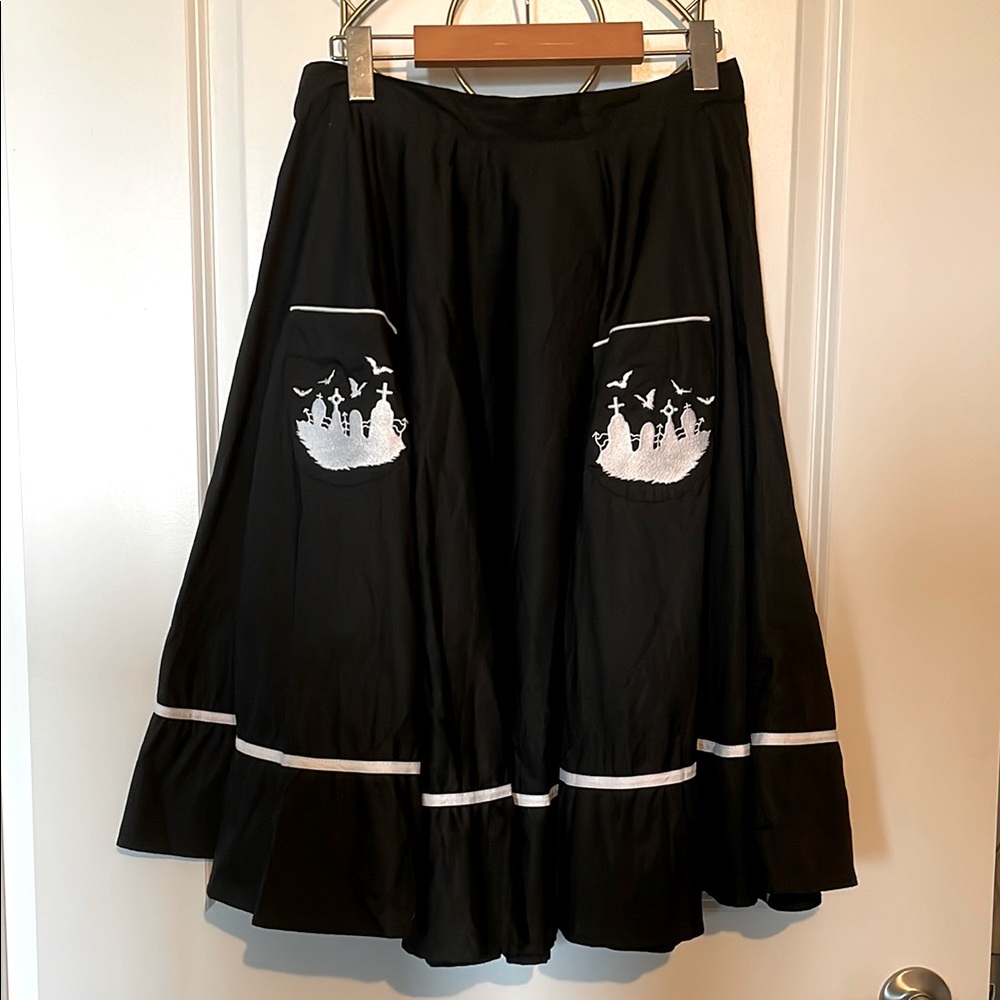 Hell Bunny Graveyard Vintage Style Skirt with Pockets
